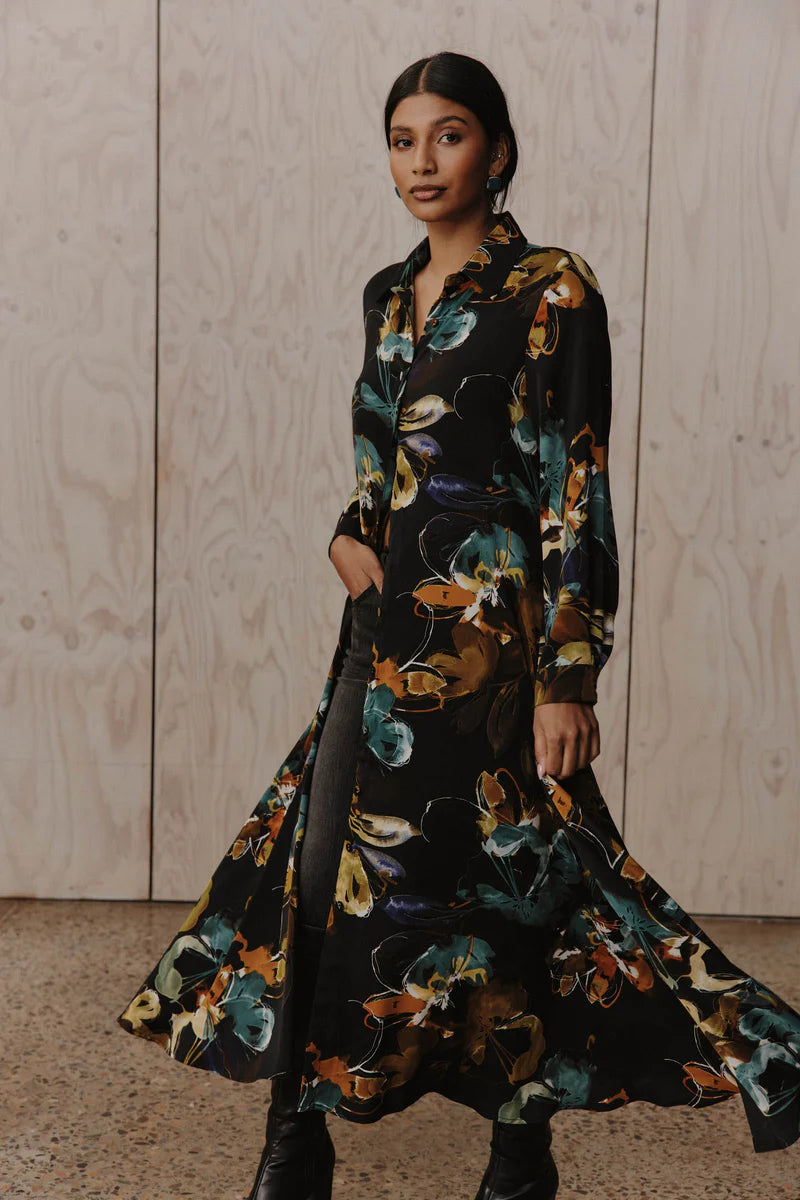 Eb & Ive - Elsie Shirt Dress - Botanical Black