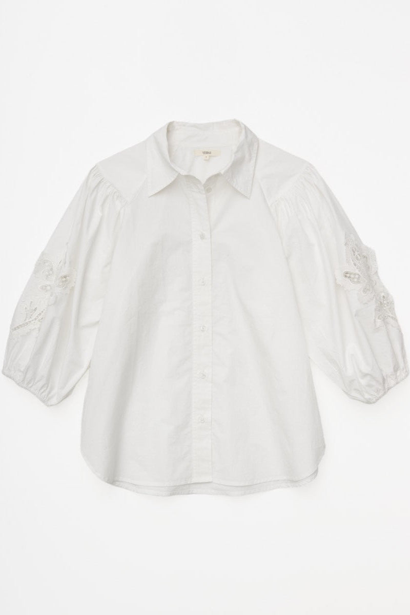 YERSE - White Poplin Lace Edge Shirt