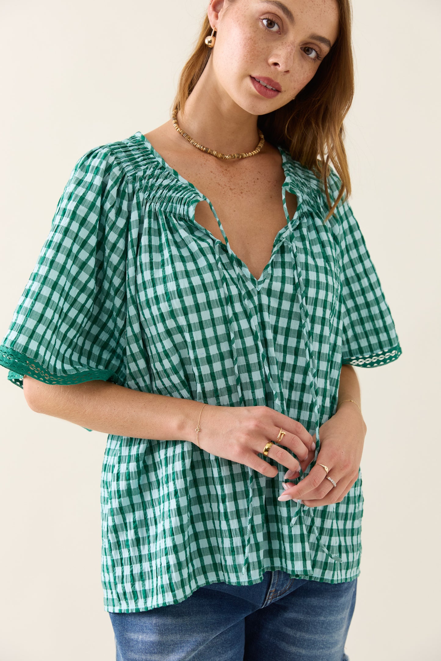 Isle Of Mine - Esther Shirred Top - Baltic