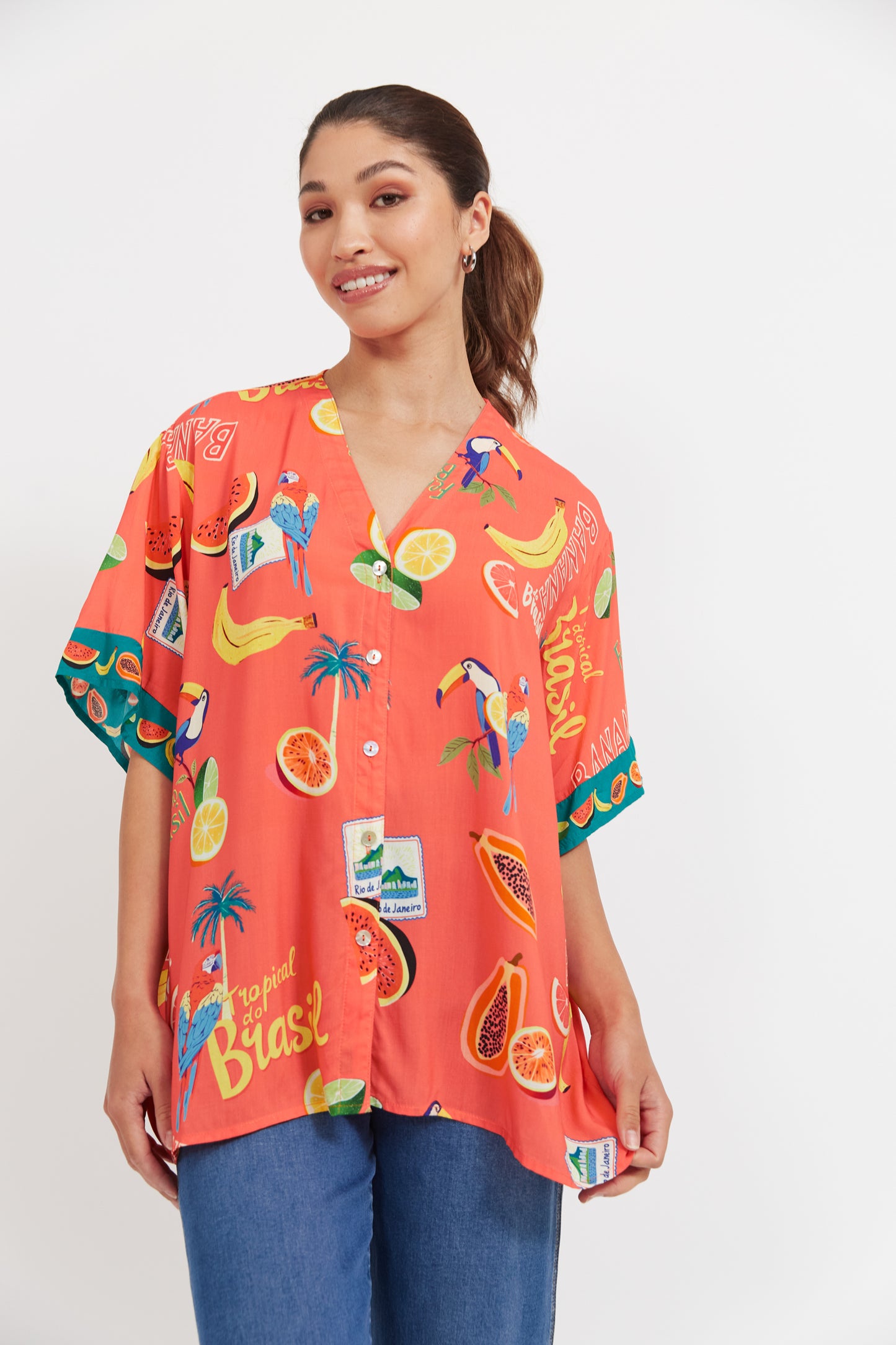 Haven - Cabana Button Top - Brasil Coral