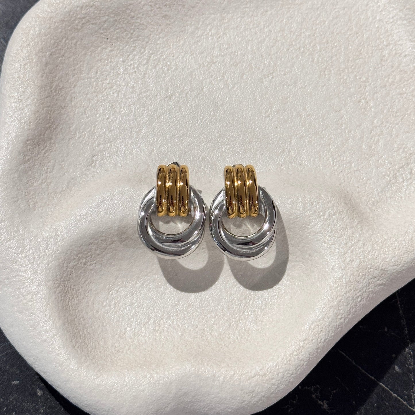 Two Tone Knot Stud Earrings