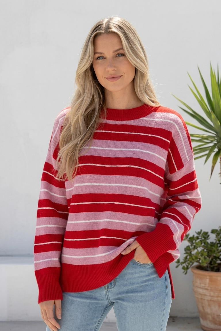 Jelly Striped Knit - Pink/Red