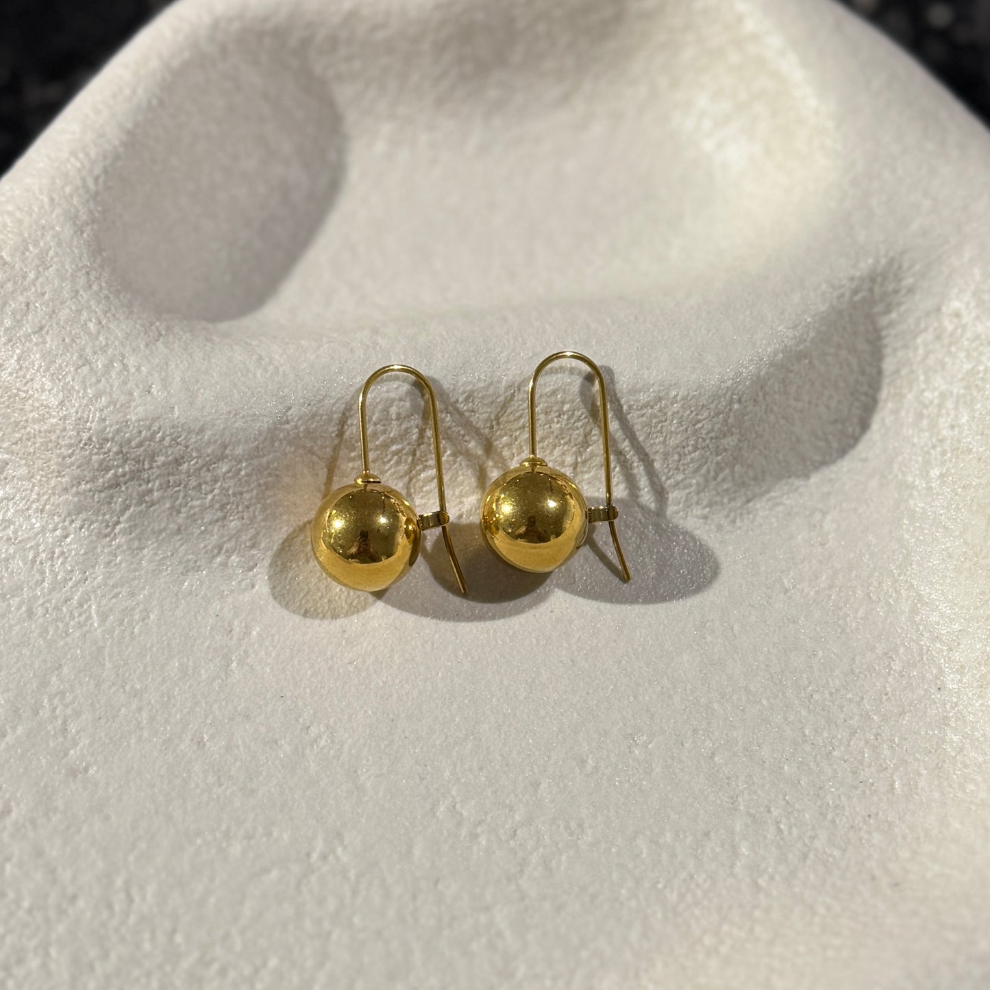 Gold Sphere Drop Earrings