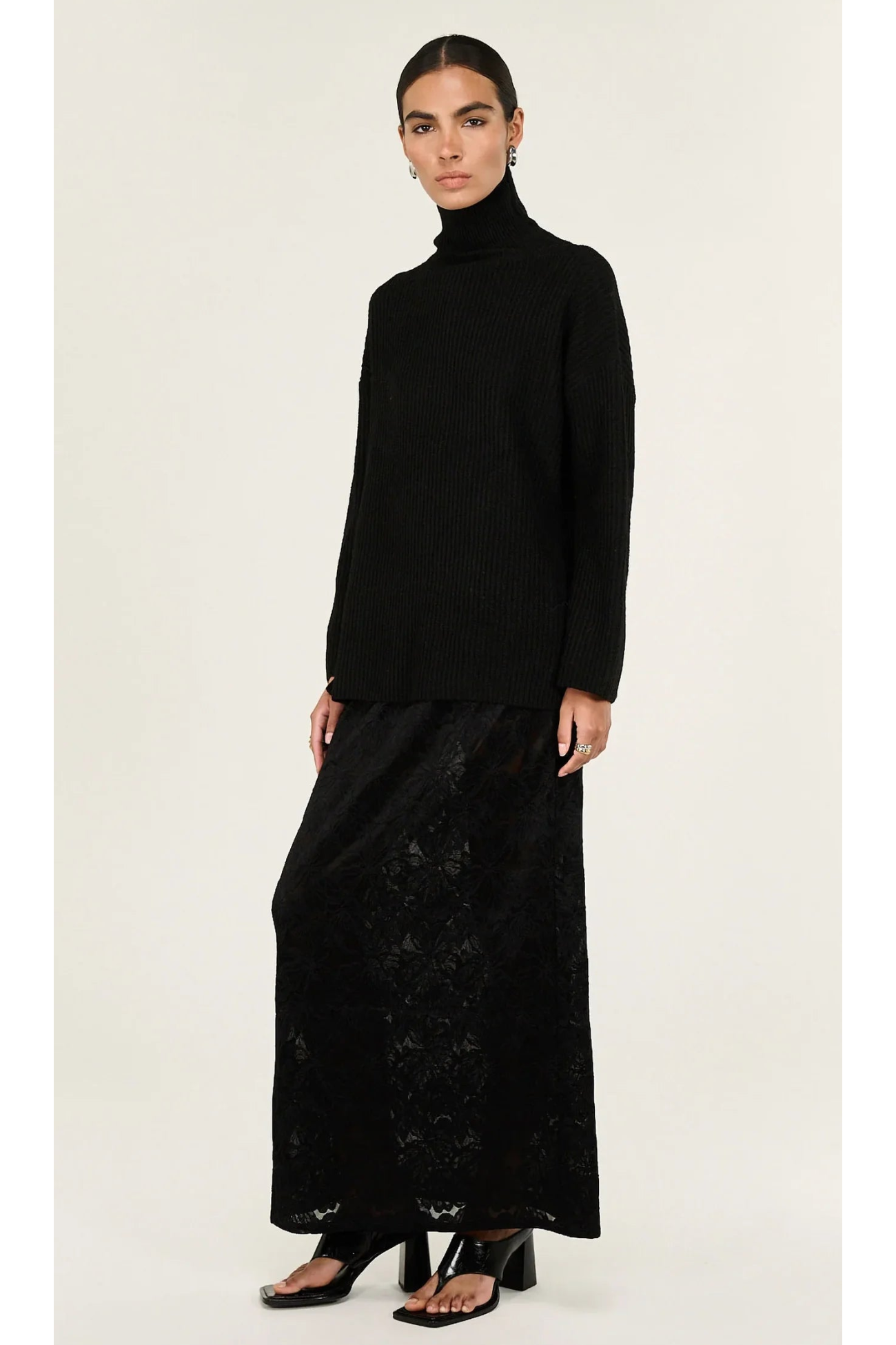 STAPLE THE LABEL - Astrid Sheer Lace Maxi Skirt - Black