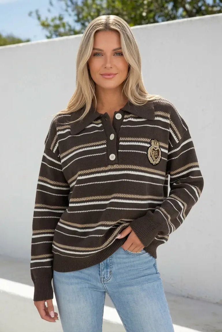 Preppy Stripe Knit - Choc