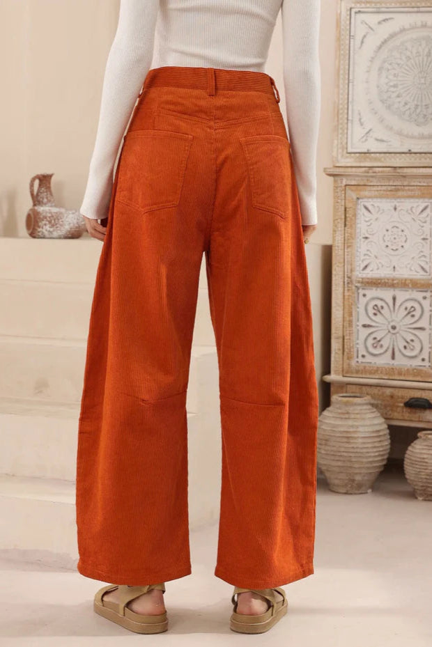 Josie Barrel Leg Corduroy's - Rust