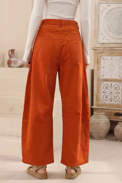 Josie Barrel Leg Corduroy's - Rust