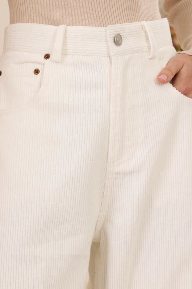 Josie Barrel Leg Corduroy's - White