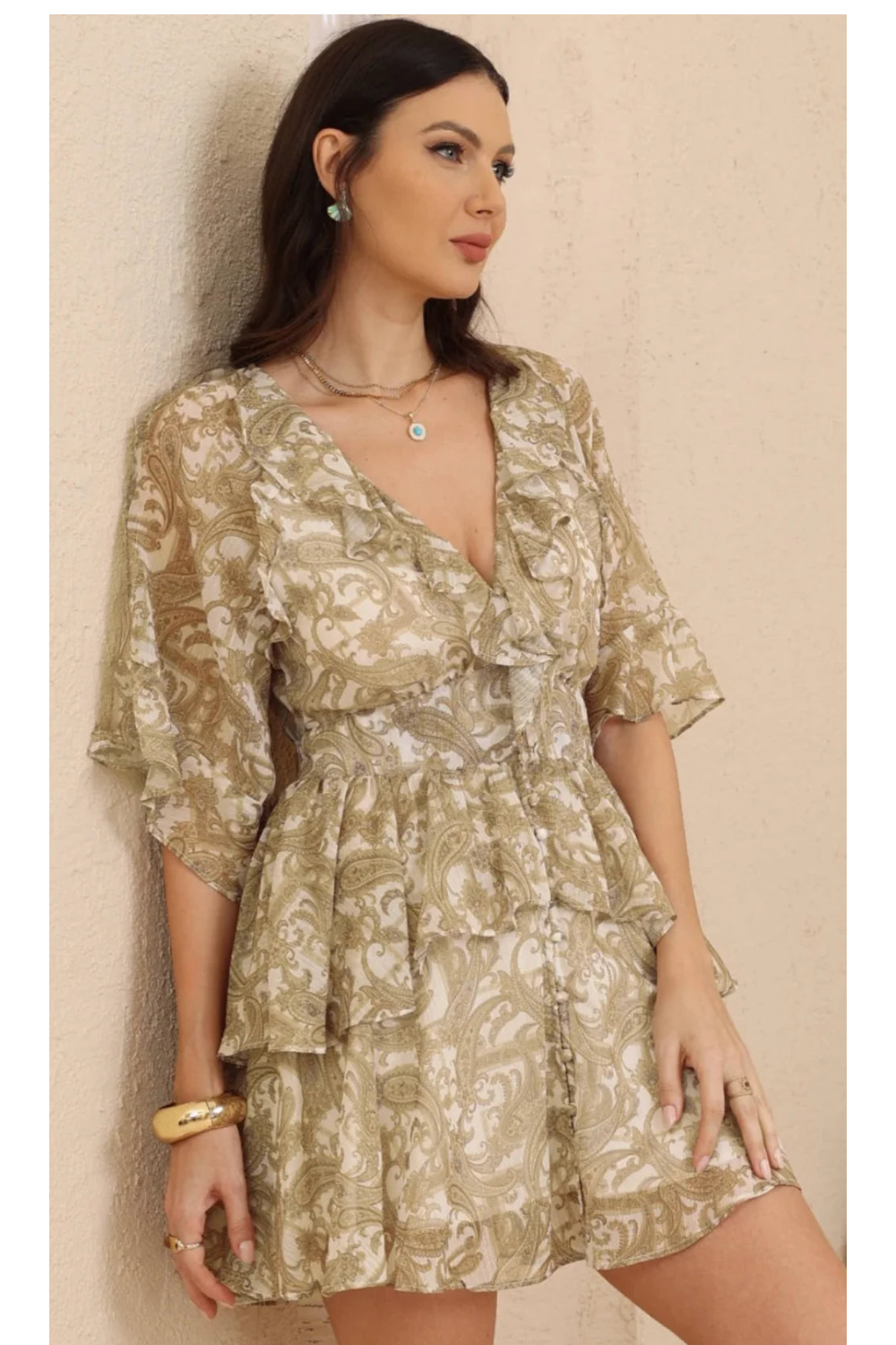 Sedona Frill Mini Dress - Paisley