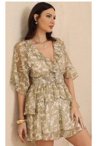 Sedona Frill Mini Dress - Paisley