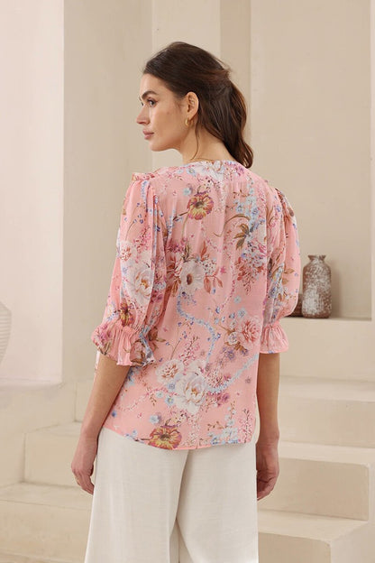 Waterfall Front Blouse - Pretty in Pink