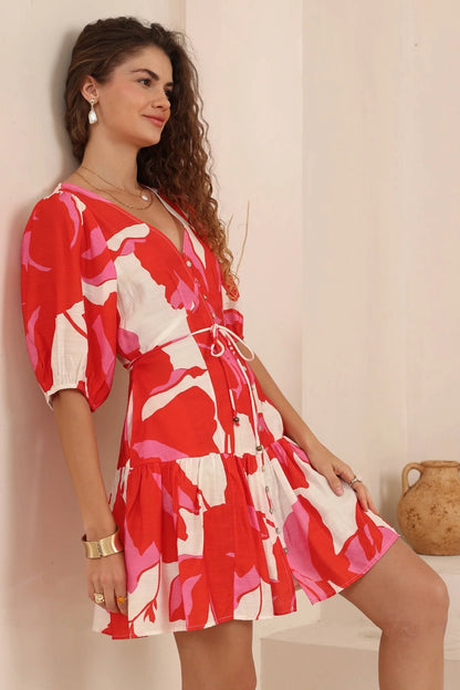 Elle Summer Mini Dress - Fuchsia