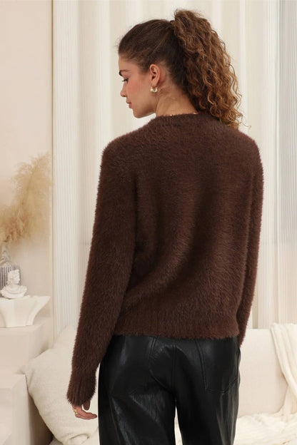 Lola Fluffy Knit - Choc