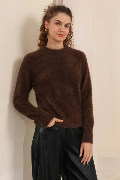 Lola Fluffy Knit - Choc