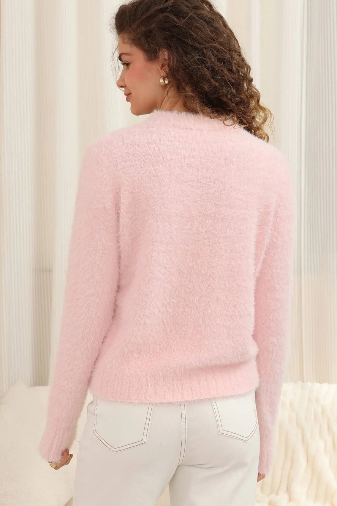 Lola Fluffy Knit - Soft Pink