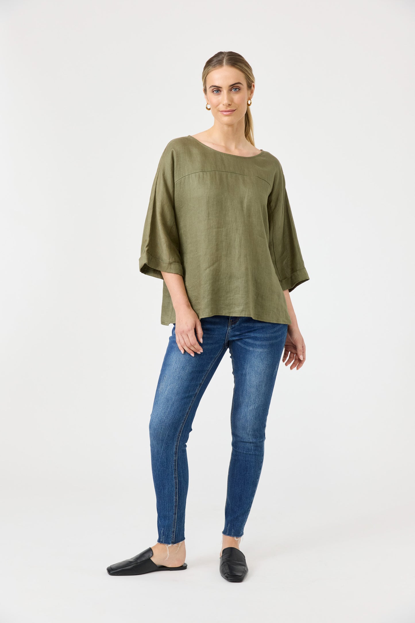 Eb & Ive - Studio Relaxed Top - Khaki
