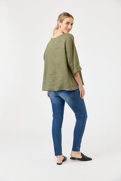 Eb & Ive - Studio Relaxed Top - Khaki
