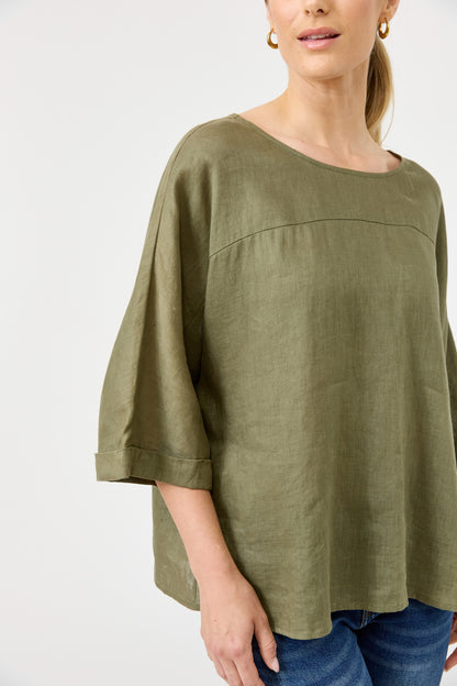 Eb & Ive - Studio Relaxed Top - Khaki