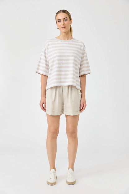 EB + IVE - Studio Stripe Tshirt - Stone