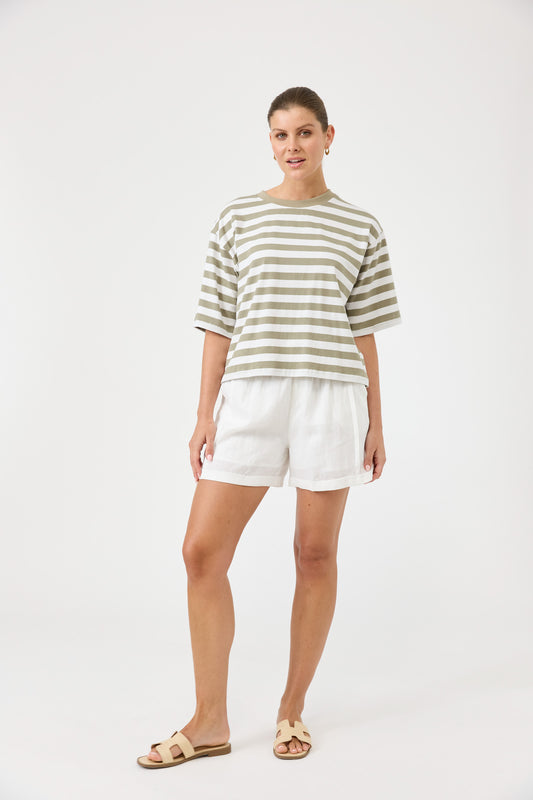 Eb & Ive - Studio Stripe T-shirt - Olive