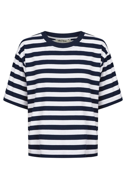 EB + IVE - Studio Stripe Tshirt - Indigo