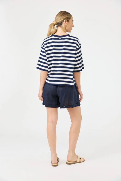 EB + IVE - Studio Stripe Tshirt - Indigo