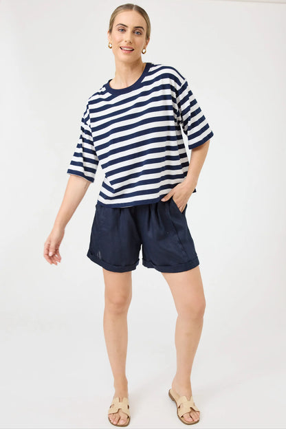 EB + IVE - Studio Stripe Tshirt - Indigo