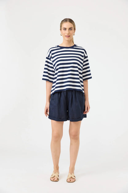 EB + IVE - Studio Stripe Tshirt - Indigo