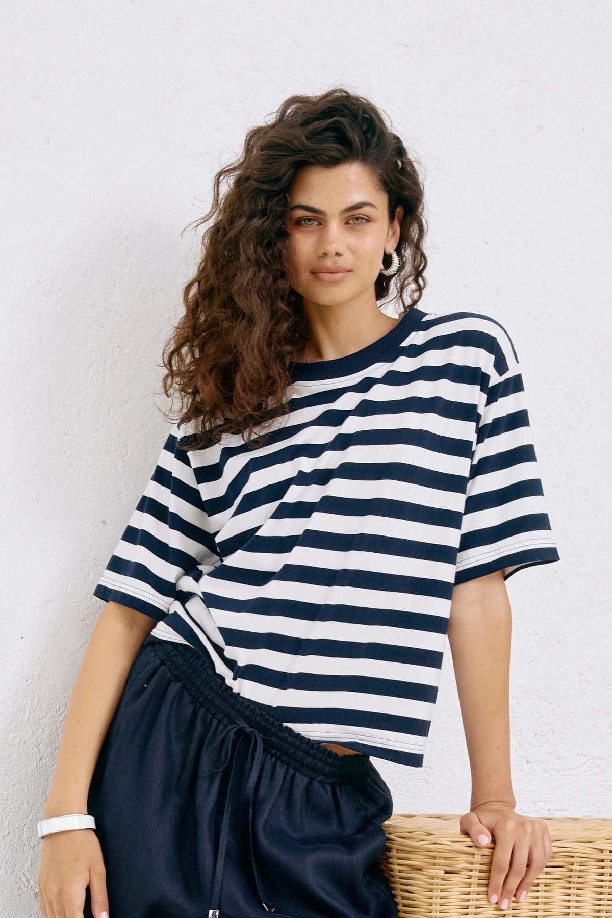 EB + IVE - Studio Stripe Tshirt - Indigo