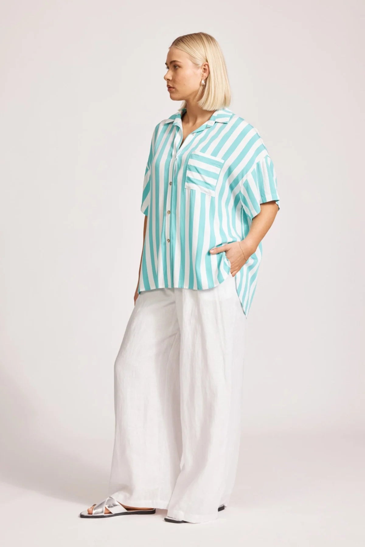 Eb & Ive - Treville Stripe Shirt - Aqua