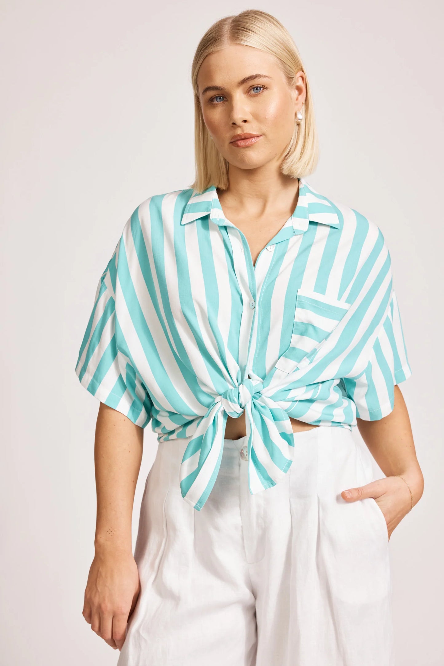 Eb & Ive - Treville Stripe Shirt - Aqua