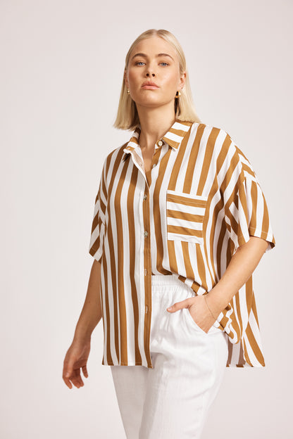 Eb & Ive - Treville Stripe Shirt - Caramel