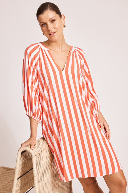 Eb & Ive - Treville Stripe Dress - Coral