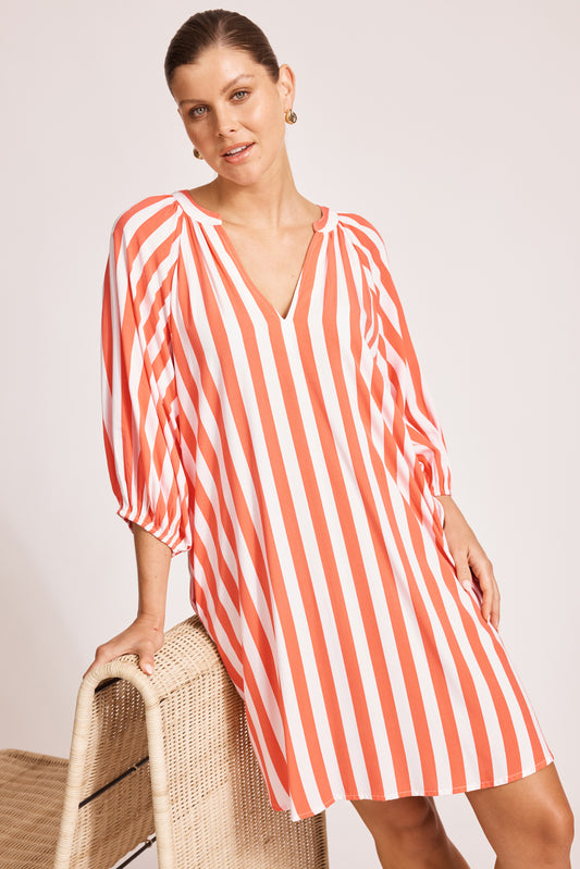 Eb & Ive - Treville Stripe Dress - Coral