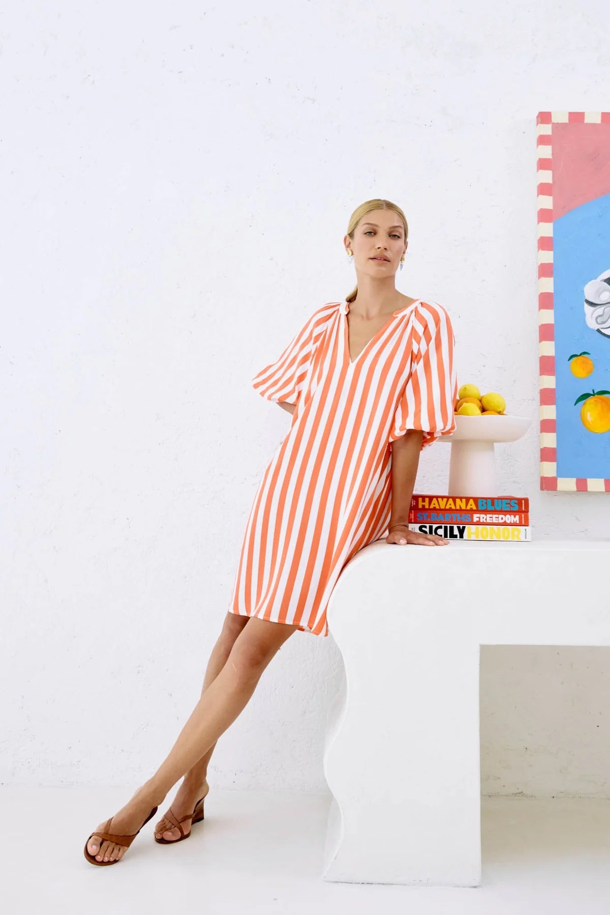 Eb & Ive - Treville Stripe Dress - Coral