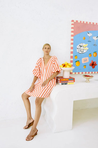 Eb & Ive - Treville Stripe Dress - Coral