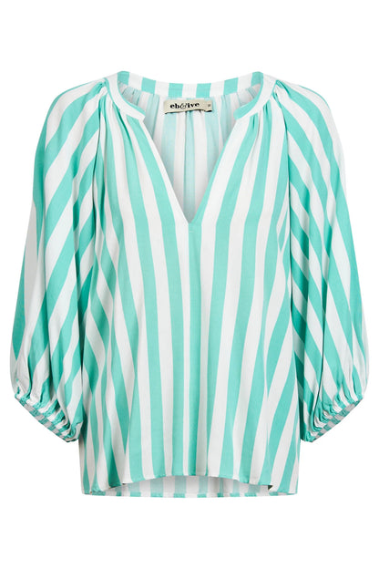 Eb & Ive - Treville Stripe Blouse - Aqua