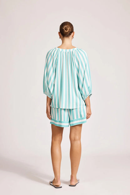 Eb & Ive - Treville Stripe Blouse - Aqua