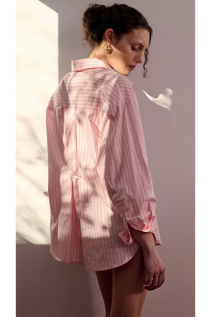 STAPLE THE LABEL - Kari Oversized Shirt - Pink/White Stripe