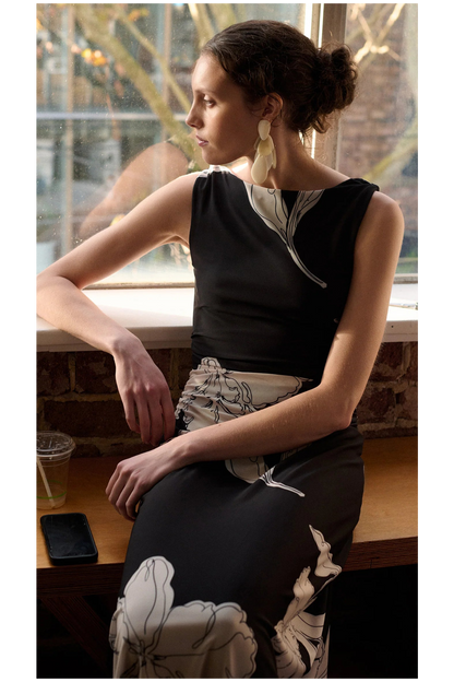 STAPLE THE LABEL - Veda Mesh Midi Dress - Black/Floral