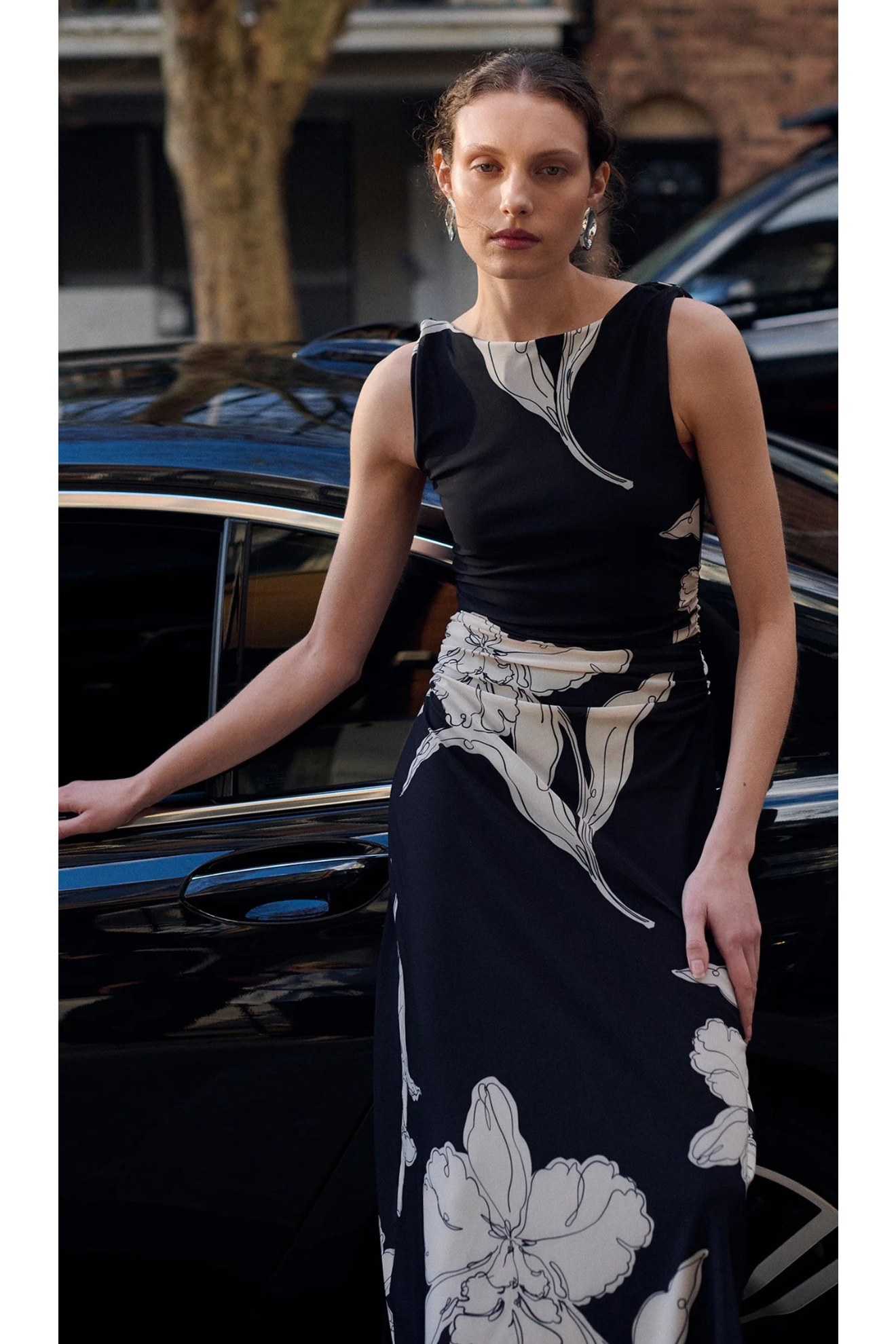 STAPLE THE LABEL - Veda Mesh Midi Dress - Black/Floral