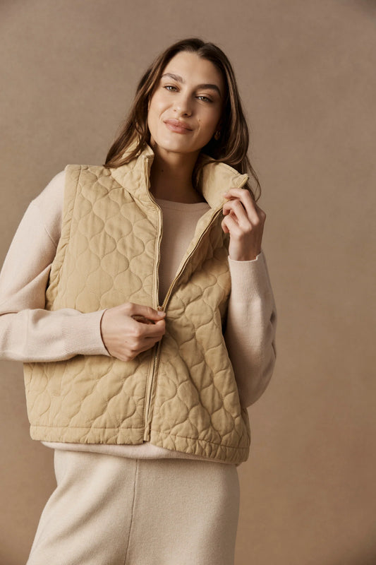 EB+IVE - Sansi Quilted Crop Vest - Dune