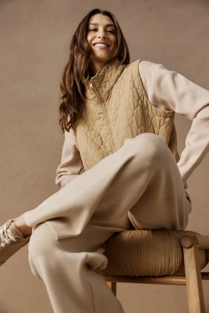 EB+IVE - Sansi Quilted Crop Vest - Dune