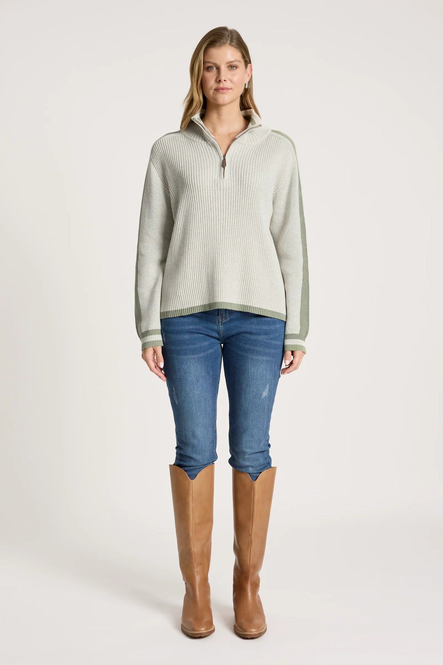 EB+IVE - Liora Zip Jumper - Bisque/Sage