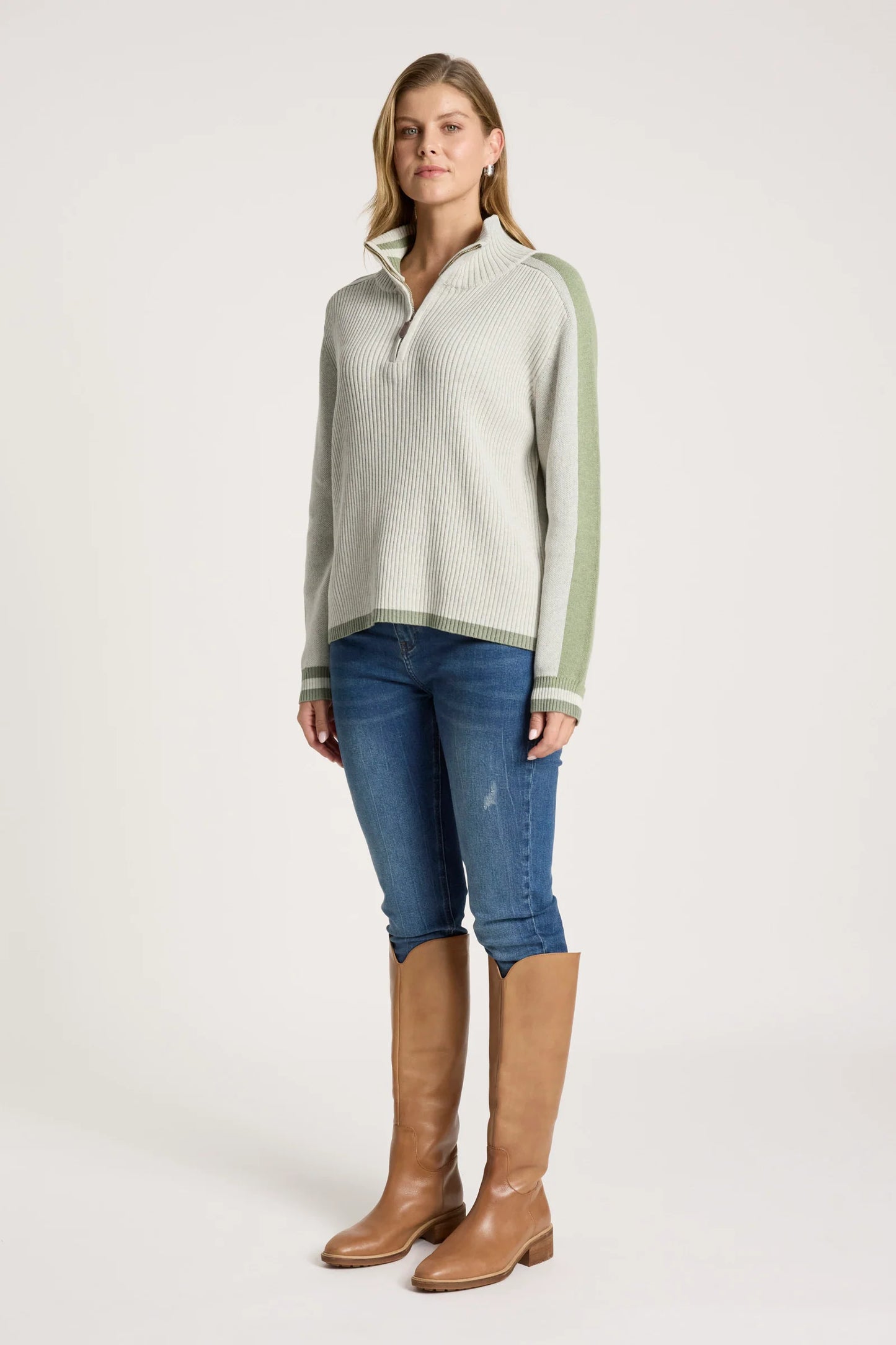 EB+IVE - Liora Zip Jumper - Bisque/Sage