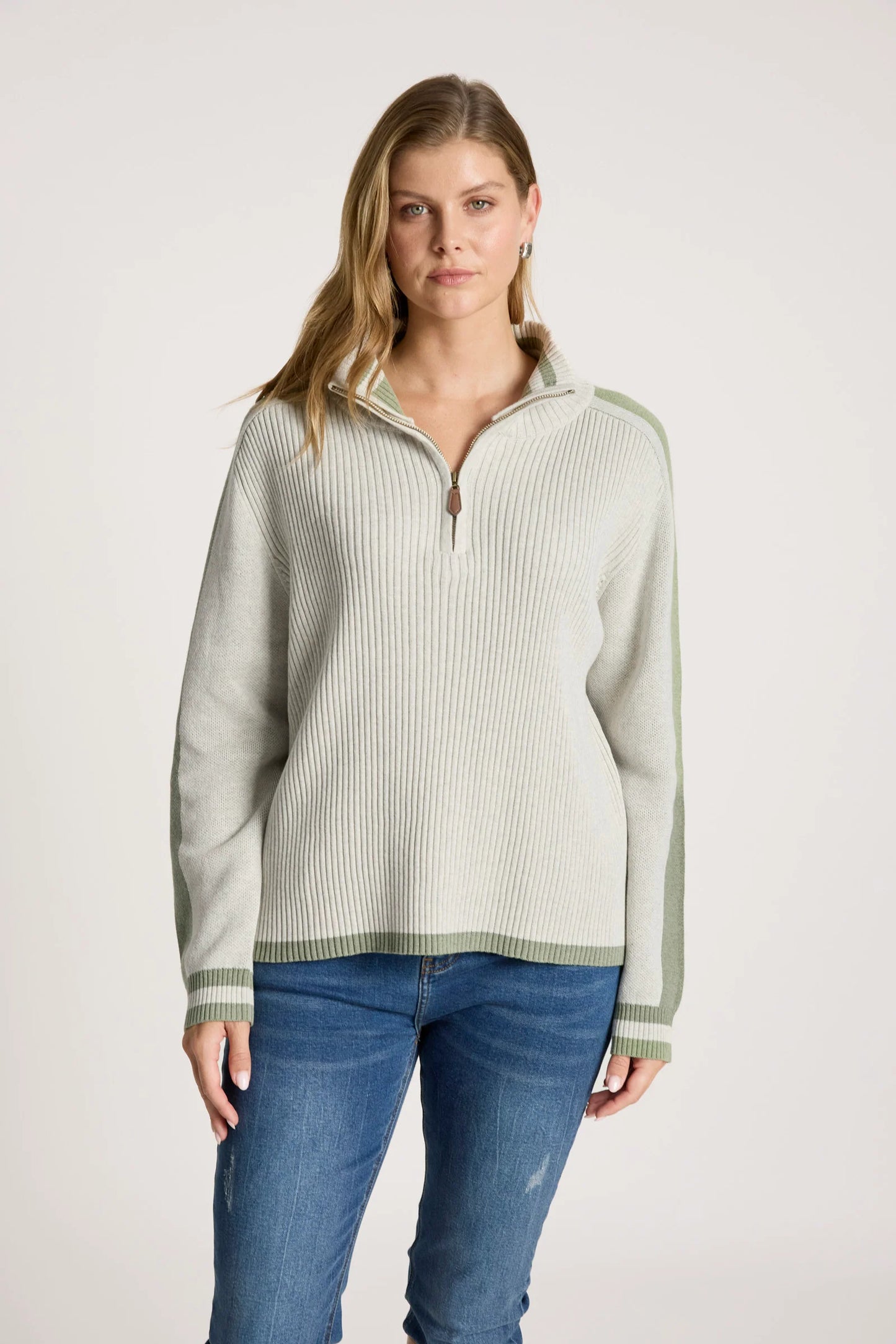 EB+IVE - Liora Zip Jumper - Bisque/Sage