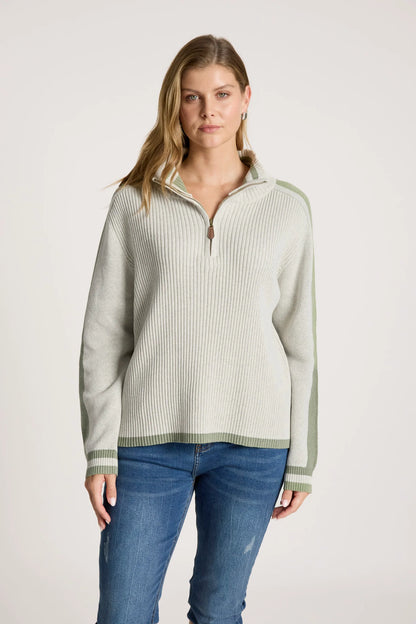 EB+IVE - Liora Zip Jumper - Bisque/Sage