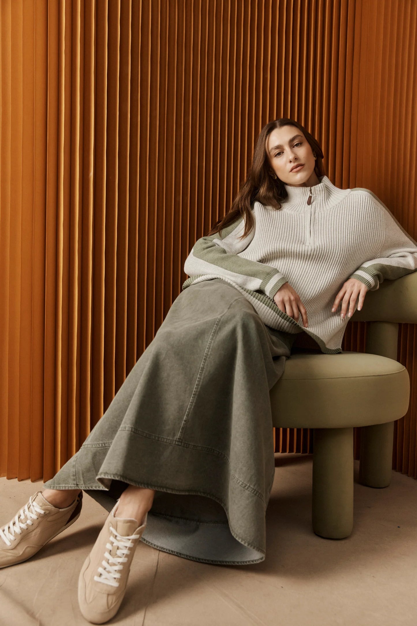 EB+IVE - Liora Zip Jumper - Bisque/Sage