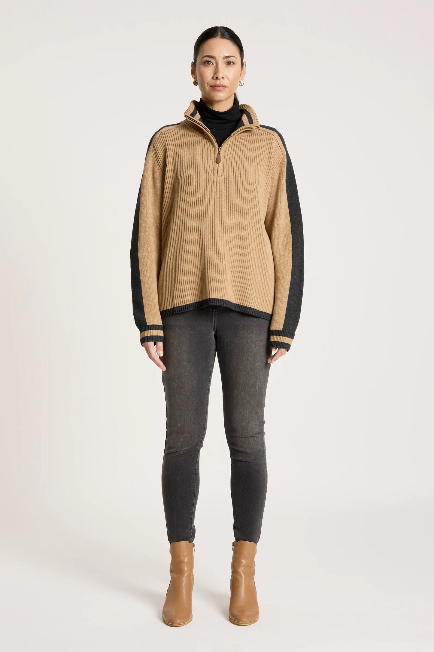 EB+IVE - Liora Zip Jumper - Mocha/Char