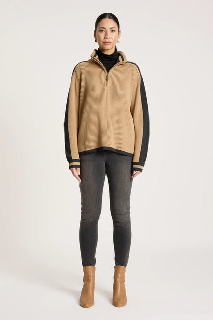 EB+IVE - Liora Zip Jumper - Mocha/Char